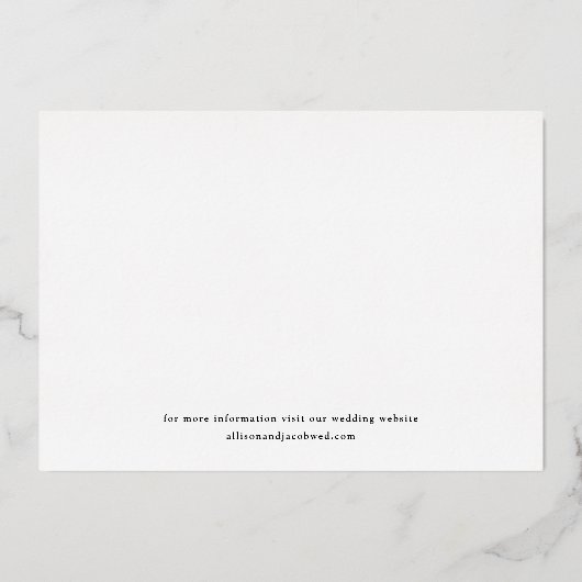 シンプルなゴールドの結婚式の写真を使ったSave the Date 箔招待状 (裏面)