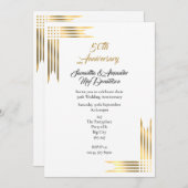 シンプルなゴールドの結婚50周年記念 招待状 (正面/裏面)