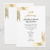 シンプルなゴールドの結婚50周年 招待状 (正面/裏面)