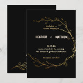 シンプルなゴールドの花輪 ウェディング招待状 招待状 (正面/裏面)