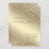 シンプルなゴールドの豪華な輝きが特徴の企業ホリデーパーティー 招待状 (正面/裏面)