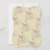 シンプルなゴールドの野の花のブーケ　フラワーの結婚式 セーブザデート (裏面)