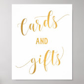 シンプルなゴールドカリグラフィーカードとギフトサイン ポスター (正面)