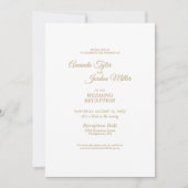 シンプルなゴールドカリグラフィー結婚式の披露宴 招待状 (正面)