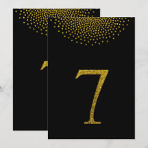 シンプルなゴールドグリッターとブラックのテーブルナンバー7