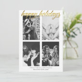 シンプルなゴールドグリッターの写真編集可能なホリデーカード シーズンカード (スタンド正面)