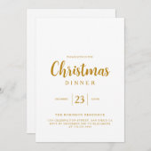 シンプルなゴールドスクリプトのクリスマスホリデーディナー 招待状 (正面/裏面)
