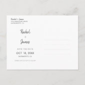 シンプルなゴールドステッカーのSave the Date ポストカード (裏面)