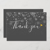 シンプルなゴールドハートのスクリプトクリスマスホリデー サンキューカード (正面/裏面)