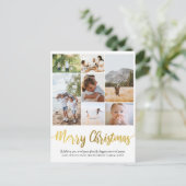 シンプルなゴールドフォイル クリスマス 家族写真コラージュ (スタンド正面)
