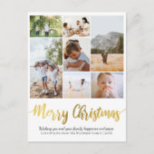シンプルなゴールドフォイル クリスマス 家族写真コラージュ (正面)