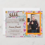 シンプルなサプライズ誕生日パーティーの写真招待状 招待状 (正面)