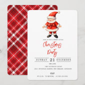 シンプルなサンタクロースのクリスマスパーティー 招待状 (正面/裏面)
