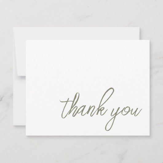 シンプルなサンドグリーンのThank You サンキューカード (正面)