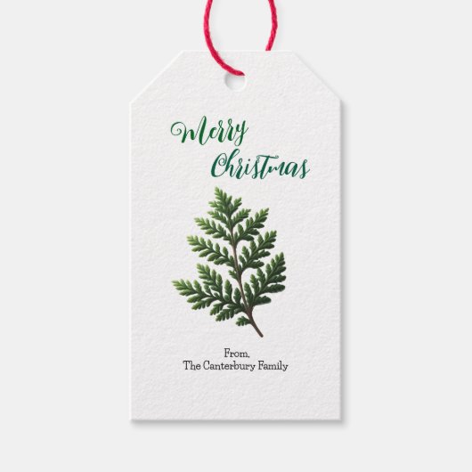 シンプルなシダースプリングクリスマス ギフトタグ (正面)