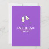 シンプルなシャンパングラスで紫のプレーンを乾杯 セーブザデート (正面)