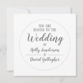 シンプルなシルバーグレーとホワイトのウェディングデー 招待状 (正面)