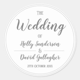 シンプルなシルバーグレーとホワイトのデザイン ラウンドシール