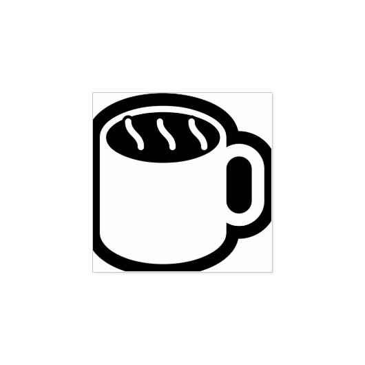 シンプルなシンボル/アイコン – コーヒーマグ+アイディア ラバースタンプ (インプリント)