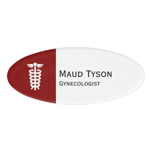 シンプルなシンボル – アスクレピオスのロッド+あなたのアイディア 名札 (正面)