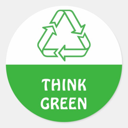 シンプルなシンボル – 三角形のリサイクル+アイディア ラウンドシール (正面)