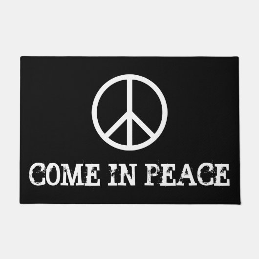 シンプルなシンボル – PEACE +あなたのアイディア ドアマット (正面)