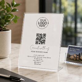 シンプルなスクリプトでつながるロゴQRコードプロモーション 台座サイン