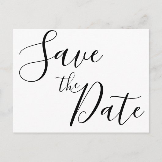 シンプルなスクリプトで節約！結婚式のSave the Date ポストカード (正面)