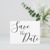 シンプルなスクリプトで節約！結婚式のSave the Date ポストカード (スタンド正面)