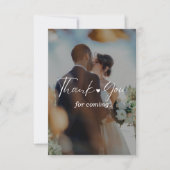 シンプルなスクリプトのミニマリスト写真付き結婚式サンクスカード サンキューカード (正面)