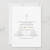 シンプルなスクリプトの幼児カトリック洗礼写真ゴールド 招待状 (裏面)