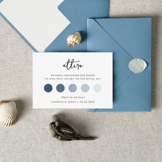 シンプルなスクリプトの結婚式のドレスコードのゲストの服装 エンクロージャーカード