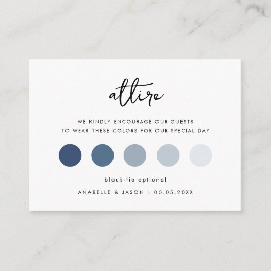 シンプルなスクリプトの結婚式のドレスコードのゲストの服装 エンクロージャーカード (正面)