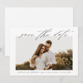 シンプルなスクリプトの結婚式の写真 セーブザデート (正面/裏面)