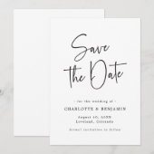 シンプルなスクリプトの結婚式日程事前通知 セーブザデート (正面/裏面)
