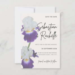 シンプルなスクリプトの花のデザインの Save the Date 招待状