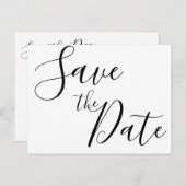 シンプルなスクリプトのSave The Date ポストカード (正面/裏面)