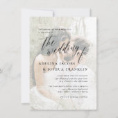 シンプルなスクリプトカリグラフィーエンゲージメントフォトウェディング 招待状 (正面)