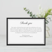 シンプルなスクリプトクロス葬儀写真ありがとうカード 招待状 (スタンド正面)