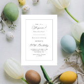 シンプルなスクリプトサプライズ90歳の誕生日 黒と白 招待状