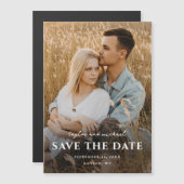 シンプルなスクリプトネーム フォト ウェディング セーブ・ザ・デート マグネット招待状 (正面/裏面)
