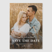 シンプルなスクリプトネーム フォト ウェディング セーブ・ザ・デート マグネット招待状 (正面)