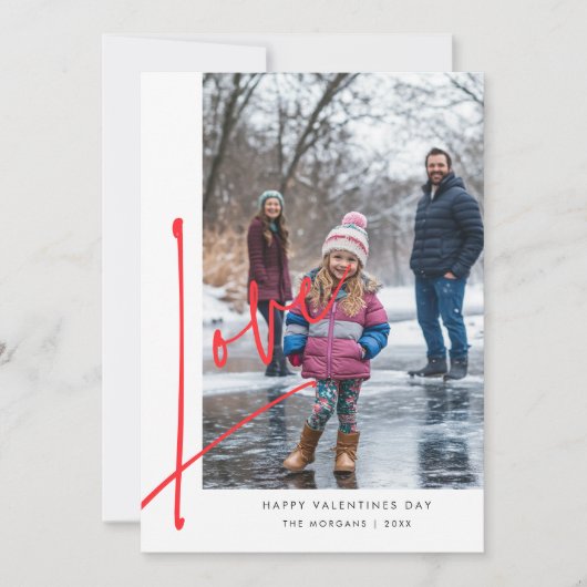 シンプルなスクリプトラブオーバーレイ ファミリーフォト バレンタインズ シーズンカード (正面)