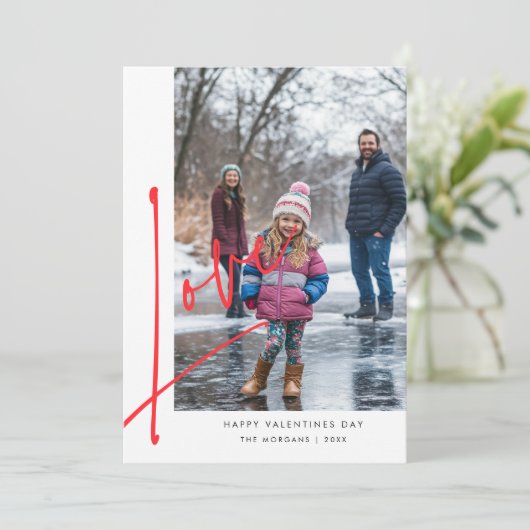 シンプルなスクリプトラブオーバーレイ ファミリーフォト バレンタインズ シーズンカード (スタンド正面)