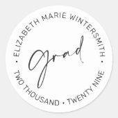 シンプルなスクリプト卒業式招待ステッカー ラベル (正面)