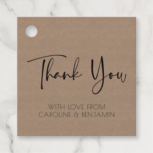 シンプルなスクリプト名 ブラウン クラフト紙 サンクス フェイバータグ (正面)