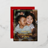 シンプルなスクリプト名 ミニマル写真 クリスマス ゴールド 箔シーズンポストカード (正面/裏面)