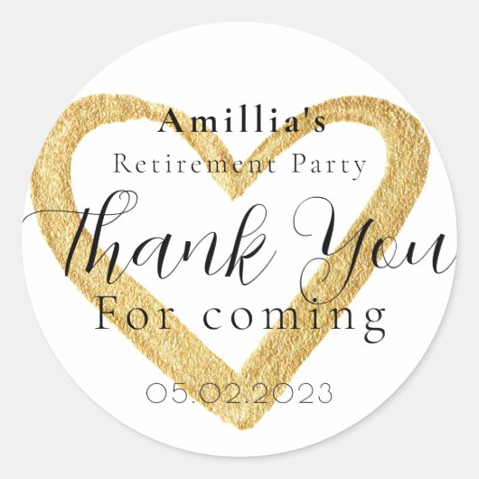 シンプルなスクリプト引退パーティー感謝の品 ラウンドシール (正面)
