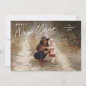 シンプルなスクリプト お正月 3 枚の写真のカード シーズンカード (正面)