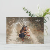 シンプルなスクリプト お正月 3 枚の写真 シーズンカード (スタンド正面)